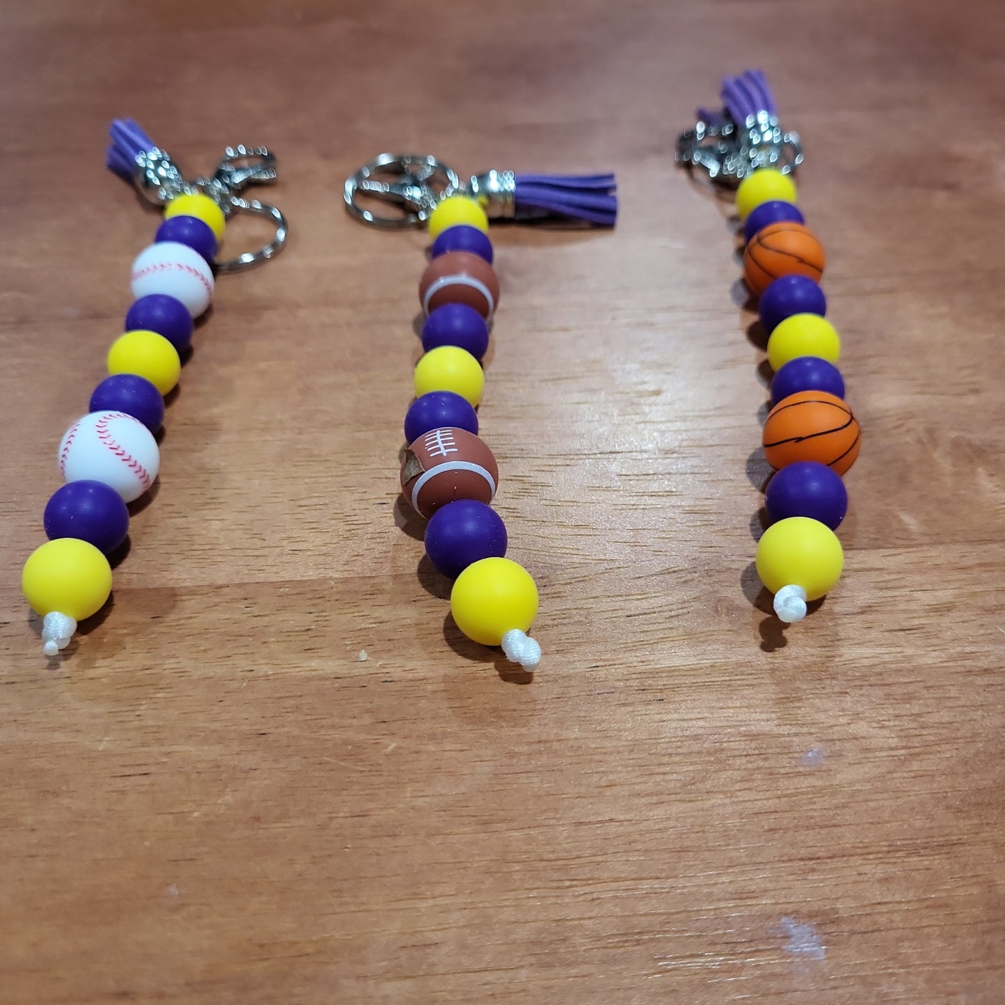 Sports Themed Beaded Keychains