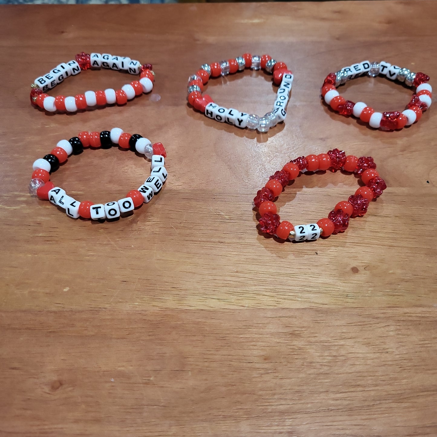 Taylor Swift Inspired Red Album Themed Bracelets 5 Total