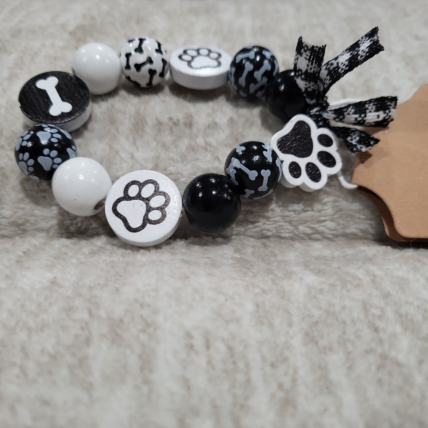 Black And White Paw and Bone Ornaments