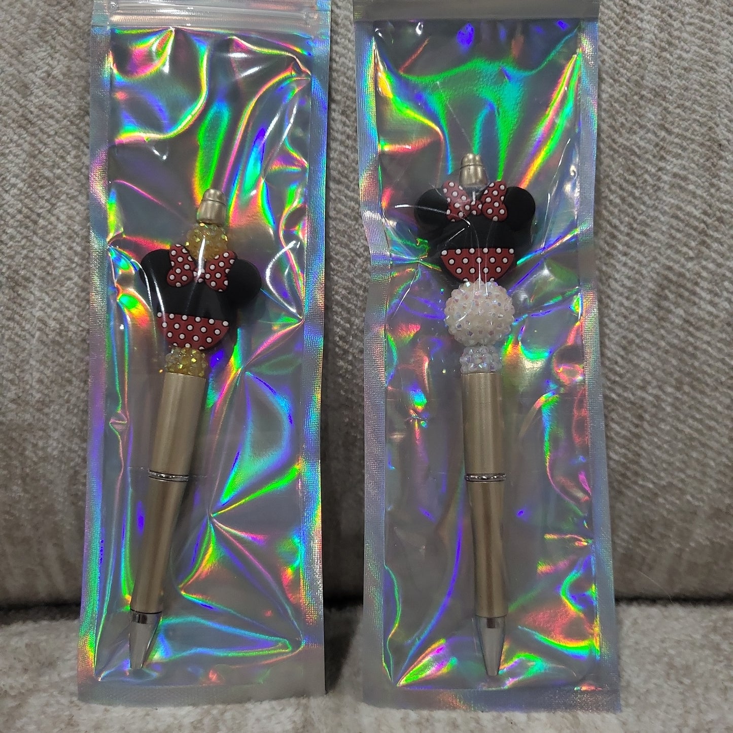 Minnie Mouse inspired beaded pens